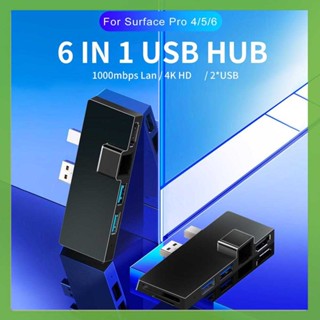 ฮับเชื่อมต่อ 6 in 1 พร้อม HDMI สําหรับ Surface Pro 4 5 6 RJ45