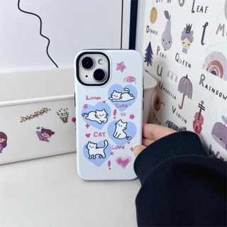 เคสโทรศัพท์มือถือ ซิลิโคน กันกระแทก ลายการ์ตูนแมวน่ารัก สีฟ้า สําหรับ Iphone 14Promax 13 11 12