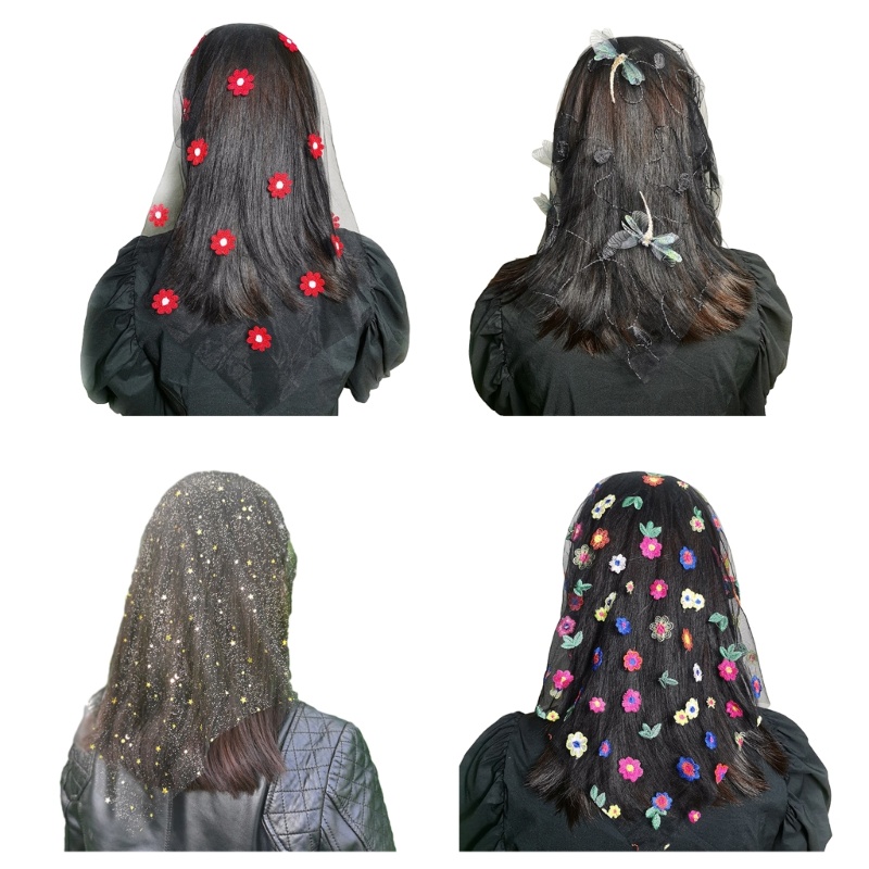 OPP ลูกไม้ Mantilla Veil สําหรับ Mass ดอกไม้ Tulle ผ้าพันคอ Church Veil เจ้าสาวแถบคาดศีรษะงานแต่งงาน