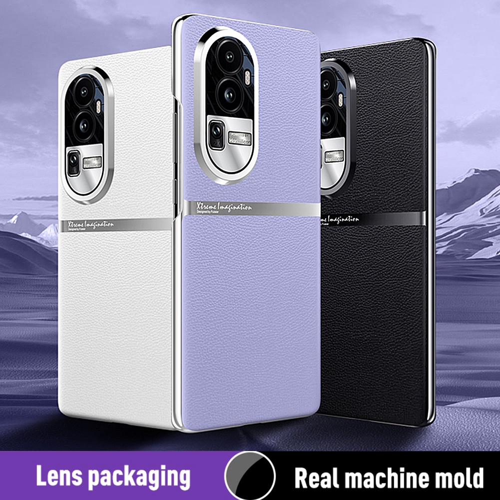 ซองหนังต้นฉบับสําหรับ OPPO Reno 10 Pro + กันกระแทกฝาหลังชุบกันชนสําหรับ Reno10 Pro + Hard PC โทรศัพท์มือถือกรณี