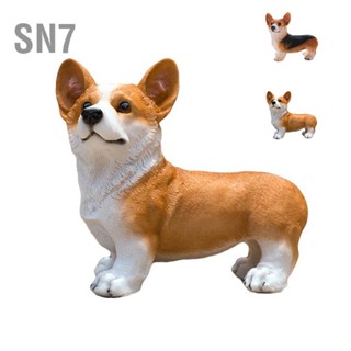  SN7 รูปปั้นสุนัขสดใสน่ารักสไตล์วัสดุเรซิ่นขนาดเล็กกะทัดรัด Corgi เครื่องประดับสำหรับโต๊ะในร่มในสวน