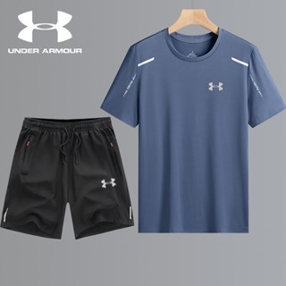 Under Armour ชุดกีฬา เสื้อยืดลําลอง กางเกงขาสั้น ผ้าตาข่าย ระบายอากาศ แบบแห้งเร็ว เหมาะกับฤดูร้อน