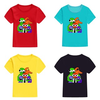 เสื้อยืดแขนสั้นลําลอง ทรงหลวม ลาย Mingyuan Rainbow Friends Chapter 2 Design 9 สําหรับเด็กผู้ชาย และผู้หญิง