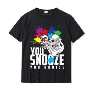 เสื้อยืดลําลอง ผ้าฝ้าย แขนสั้น พิมพ์ลาย You Snooze You Bruise ขนาดใหญ่ เหมาะกับของขวัญเพนท์บอล สําหรับผู้ชาย และผู้หญิง