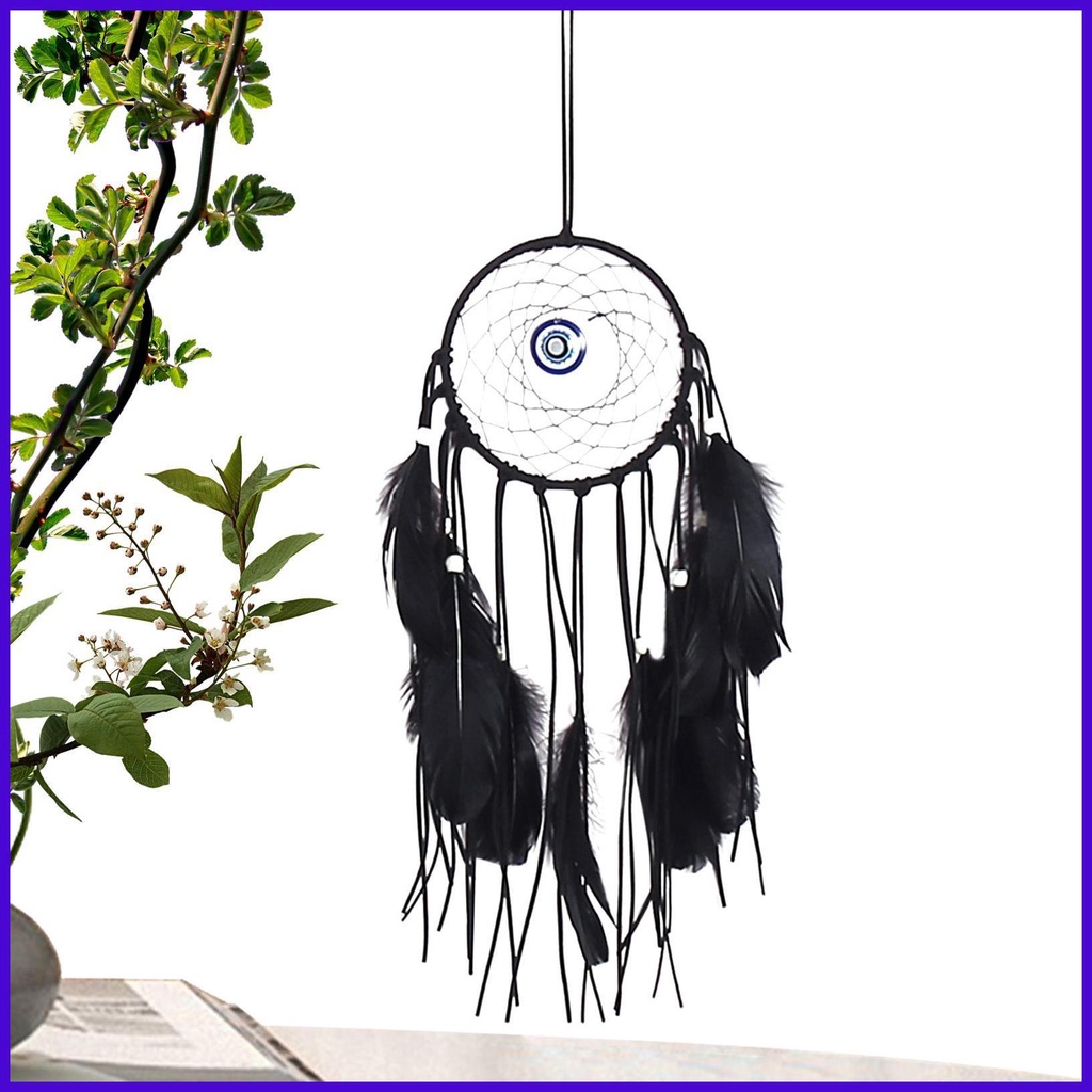 Evil Eye Dream Catcher ห้องนอน Dream Catcher รถ Handmade Evil Eye Decor แขวนผนัง Feather สีดําสําหรั