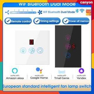 Tuya Smart Home Wifi Fan Light Touch Switch Wifi+bluetooth Compatibled Five Speed Regulation App Remote Controlled Support Voice Control canyon