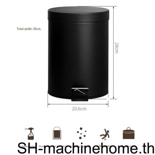 (runbu) ถังขยะโลหะ ทรงกลม 5 ลิตร สีดํา สําหรับห้องน้ํา