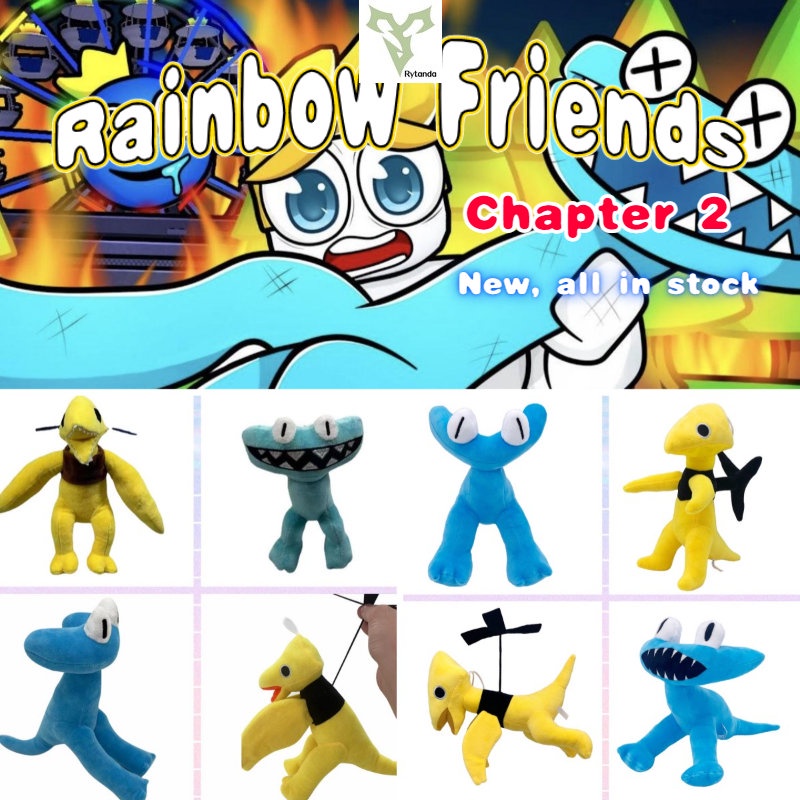 Rainbow Friends 2 Roblox Rainbow Friends Chapter 2 ตุ๊กตายัดนุ่น รูปสัตว์ สีฟ้า และสีเหลือง สีรุ้ง ของเล่นสําหรับเด็ก