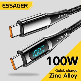 Essager สายชาร์จ USB Type C เป็น USB C 100W 5A PD 2 เมตร ชาร์จเร็ว