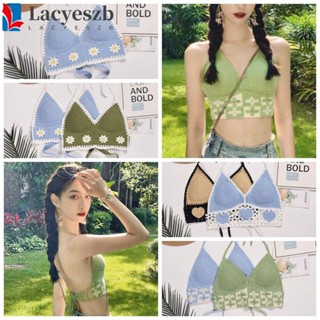 Lacyeszb ผู้หญิง โครเชต์ ยกทรง คลับ ฤดูร้อน Bralette ดอกไม้ ชุดชั้นใน ชุดชายหาด เสื้อครอป มองไม่เห็น