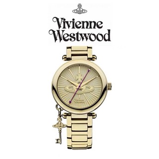 (($ยอดนิยม $) Viviennewestwood VivienneWestwood นาฬิกาข้อมือควอตซ์ สีทอง ขนาดเล็ก สําหรับผู้หญิง