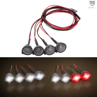 Ctoy ไฟ LED ทรงกลม อเนกประสงค์ พร้อมโป๊ะ สําหรับรถไต่หินบังคับ 1/10 HSP REDCAT Axial SCX10 Traxxas TRX-4 4 ชิ้น