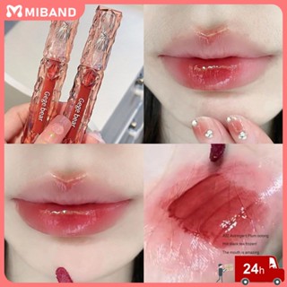 สต็อกพร้อม Gege Bear Mirror Lip Glaze Matte Long-lasting Waterproof Transparent Not Easy Stained Summer Lip Gloss Lipstick Lip Tint Women Students Face Makeup 6 Colors