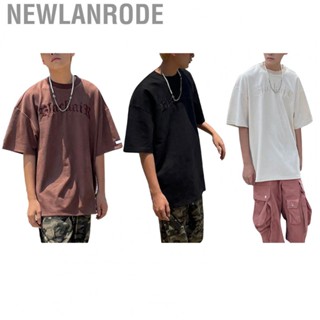 Newlanrode Men Short Sleeve Top  Suede Fabric Retro Style Goodmatching Summer T Shirt for Seaside Vacation