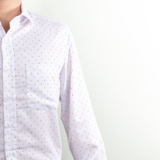 Jaguar เสื้อเชิ้ตผู้ชาย แขนยาว สีขาวลายพิมพ์ ทรงเข้ารูป(Slim Fit) JCPF-0015-0-WH
