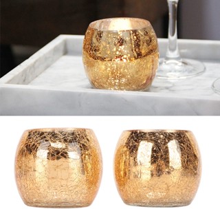 Decorated 2PCS เชิงเทียนแก้วกลม Speckled Minimalist Modern Romantic Gold เชิงเทียน Tealight สำหรับตกแต่งบ้าน