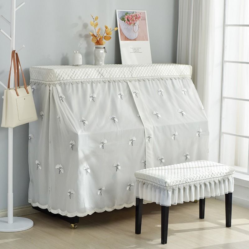 Modern simple piano dust cover full lace piano cover full cover fabric cover bench cover