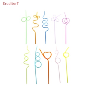 [EruditerT] หลอดดูดน้ํา พลาสติก สีสันสดใส 10 ชิ้น [ใหม่]