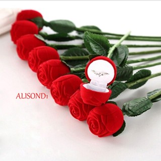 ALISOND1 กล่องกํามะหยี่ สีแดงกุหลาบ สําหรับใส่ต่างหู สร้อยคอ ของขวัญ