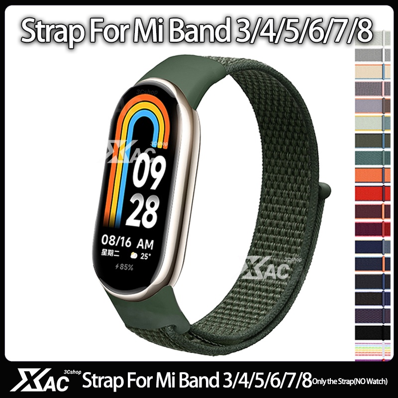 ห่วงไนลอนสําหรับ xiaomi Mi Band 9/8/7/6/5/4/3 สายรัด SmartWatch สายรัดข้อมือ Correa เปลี่ยนกีฬา pulsera สายนาฬิกาสําหรับ Miband 8 NFC สร้อยข้อมือ