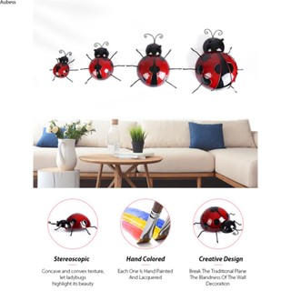 Ready 10/16cm Metal Ladybug Fence Hanger Wall Hanging Outdoor Garden Decoration Figurine Serein