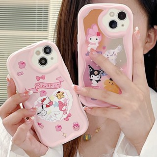 Fine Hole Casing for iPhone 14 Pro Max 13 12 11 ProMax X XS XR 7 8 6 6S Plus SE 2020 Cute New Cream Edge Cartoon Kuromi Cinnamon Dog Friend Anti-fall Soft Phone Case 1STN 11