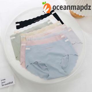 OCEANMAPDZ กางเกงชั้นใน เอวยางยืด แต่งลูกไม้ สีพื้น สไตล์เกาหลี สําหรับผู้หญิง