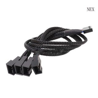 Nex สายเคเบิลพัดลมเมนบอร์ด 1 เป็น 4 4PIN Y Splitter PWM 30 ซม. 11 8 นิ้ว สําหรับคอมพิวเตอร์ PC