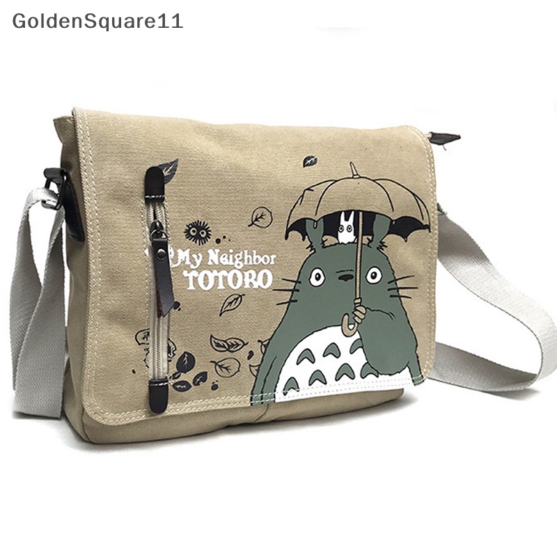 Goldensquare gd กระเป๋าสะพายไหล่ ผ้าแคนวาส ลายการ์ตูนอนิเมะ โทโทโร่เพื่อนรัก มีหูหิ้ว