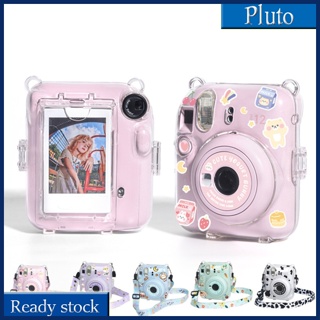 ใหม่ เคสกล้อง คริสตัล กันรอยขีดข่วน พร้อมสายคล้อง สติกเกอร์ สําหรับ Instax Mini 12