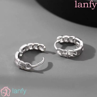 LANFY ต่างหูห่วง รูปทรงเรขาคณิต สไตล์พังก์ ฮิปฮอป กลวง สําหรับผู้หญิง และผู้ชาย