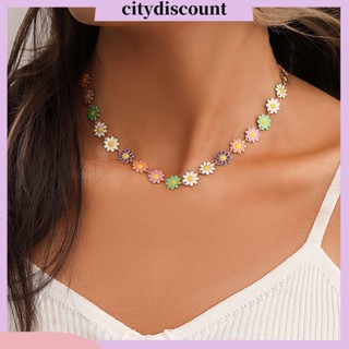 &lt;citydiscount&gt; สร้อยคอผู้หญิง หยดน้ํามัน โบฮีเมียน น่ารัก ขยาย ปรับได้ ของขวัญ ไฮโปอัลเลอร์จีนิก ดอกไม้ที่มีสีสัน เสน่ห์ สร้อยคอ แฟชั่น เครื่องประดับ