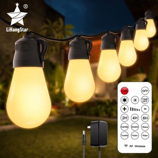 สายไฟ LED S14 หรี่แสงได้ กันน้ํา พร้อมรีโมตคอนโทรล สําหรับตกแต่งสวน ระเบียง ปาร์ตี้คริสต์มาส 15 ชิ้น