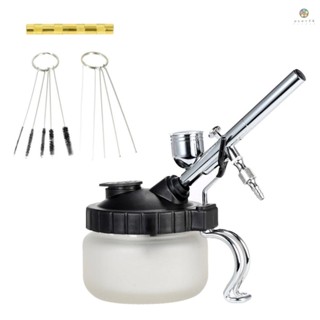 KKmoon Airbrush Cleaning Pot Glass Air Brush Holder Clean Paint Jar Bottle Spray  Wash Clean Tools Needle Nozzle Brush Set