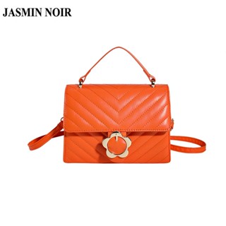 Jasmin NOIR กระเป๋าถือ กระเป๋าสะพายไหล่ หนัง PU ลายทาง เรียบง่าย สําหรับสตรี