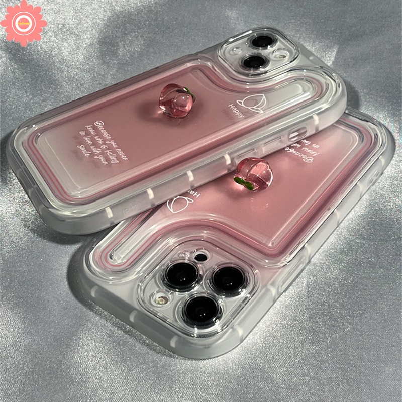 เคสโทรศัพท์มือถือ Tpu นิ่ม แบบใส กันกระแทก ลายลูกพีชน่ารัก สีชมพู สําหรับ IPhone 7Plus 11 12 14 13 Pro MAX XR X XS MAX 7 8 Plus SE 2020