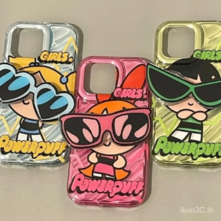 เคสโทรศัพท์มือถือนิ่ม กันกระแทก ลาย Powerpuff Girls พร้อมขาตั้ง สําหรับ Apple Iphone 14 13pro 12 11 xr xsmax 7p TIJE