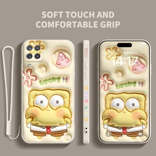 Ybd เคสโทรศัพท์มือถือ ซิลิโคน ลายการ์ตูนน่ารัก พร้อมสายคล้องด้านข้าง สําหรับ Samsung Galaxy A12 Nacho M12 F12 A22 M22 M32 F22 F42 A42 M42 M62 F62 M33 M53