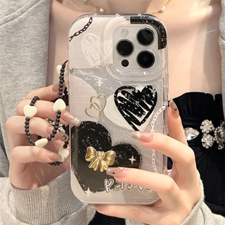 [พร้อมส่ง] เคสโทรศัพท์มือถือ ลายกระดาษกลิตเตอร์ พร้อมสายคล้องมือ สําหรับ Apple iPhone 15 14 13 12 11 PROMAX XS XR XSMAX SE2020 6 7 8PLUS MINI