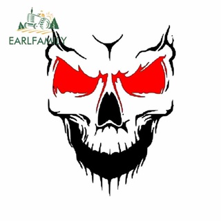 Earlfamily สติกเกอร์ไวนิล ลายการ์ตูนอนิเมะ Evil Skull Skeleton JDM สําหรับติดตกแต่งรถยนต์ รถบรรทุก 13 ซม. x 9.9 ซม.