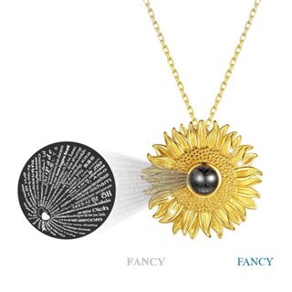 Fancy สร้อยคอเงินแท้ 925 จี้ดอกทานตะวัน สีทอง 100 ภาษา แฟชั่นฤดูร้อน