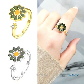 Fancy แหวนสปินเนอร์ รูปดอกไม้ หมุนได้ คลายเครียด เครื่องประดับ สําหรับผู้หญิง