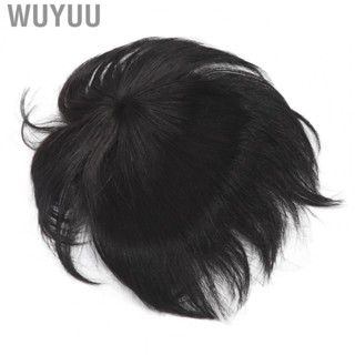 Wuyuu Men Hair Tropper  Pieces Short Wig Black Color Stylish Hairstyle Fluffy Texture Well Trimmed Soft Touching for Party