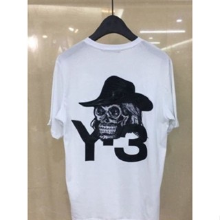 Yohji Yamamoto Y3 เสื้อยืดลําลอง แขนสั้น คอกลม พิมพ์ลายกะโหลก สไตล์อเมริกัน ทรงหลวม แฟชั่นฤดูร้อน สําหรับผู้ชาย ผู้หญิง