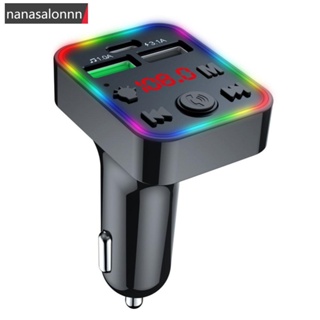 Nanasn| F22 เครื่องเล่น MP3 รับส่งสัญญาณ FM บลูทูธ 5.0 ไร้สาย แฮนด์ฟรี ไฟ LED 3.1A USB คู่ ชาร์จเร็ว อุปกรณ์เสริม สําหรับรถยนต์ Q5Y5