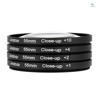 {fash} Andoer ชุดฟิลเตอร์โคลสอัพ มาโคร 55 มม. +1 +2 +4 +10 พร้อมกระเป๋า สําหรับ Nikon Canon Tamron Sigma Sony Alpha A200 A450 A300 DSLRs