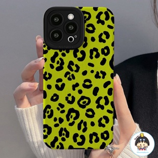 เคสโทรศัพท์มือถือหนัง TPU แบบนิ่ม ลายเสือดาว สีเขียว กันกระแทก สําหรับ IPhone 14 13 12 11 Pro Max X XR 8 7 Plus