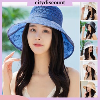 &lt;citydiscount&gt; หมวกปีกกว้าง แต่งลูกไม้ ลายดอกไม้ สไตล์เรโทร แฟชั่นสําหรับงานปาร์ตี้