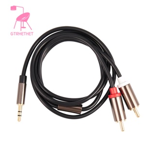 แจ็ค 3.5 มม. ถึง 2 RCA สายสัญญาณเสียง AUX ตัวแยก 3.5 มม. สเตอริโอ ตัวผู้ เป็น ตัวผู้ RCA อะแดปเตอร์ 2 สายลําโพง 1 ม.