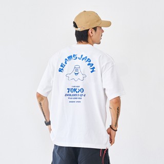 Beams JAPAN 22SS เสื้อยืดแขนสั้น พิมพ์ลายการ์ตูนภูเขาไฟฟูจิ สไตล์ญี่ปุ่น สีแดง สําหรับผู้หญิง และผู้ชาย 0713